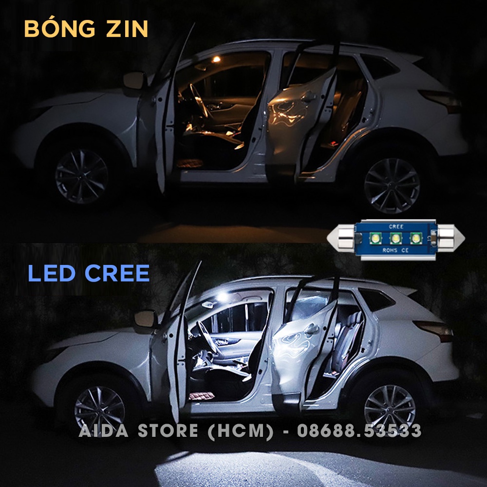 Bóng LED đèn trần xe ô tô tản nhiệt xanh 2-3SMD CREE cực sáng - DC12v