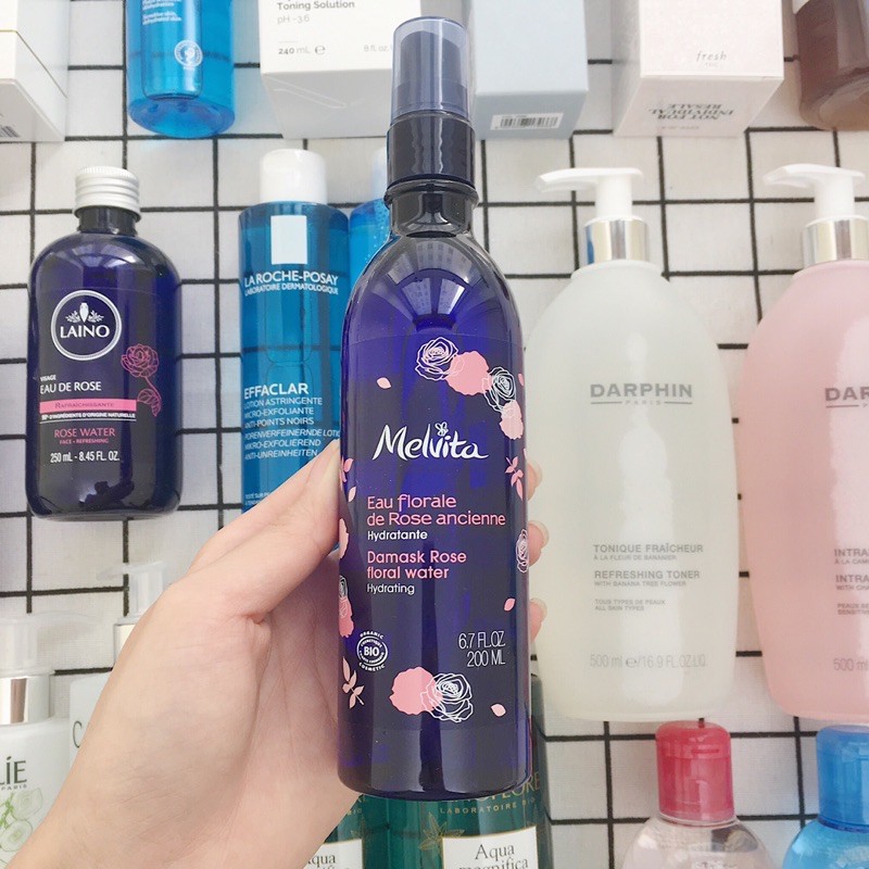 Nước hoa hồng/ Toner hữu cơ Melvita Rose cho da khô & Lavender cho da dầu 200ml