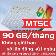 Sim Viettel 90GB gói cước MT5C