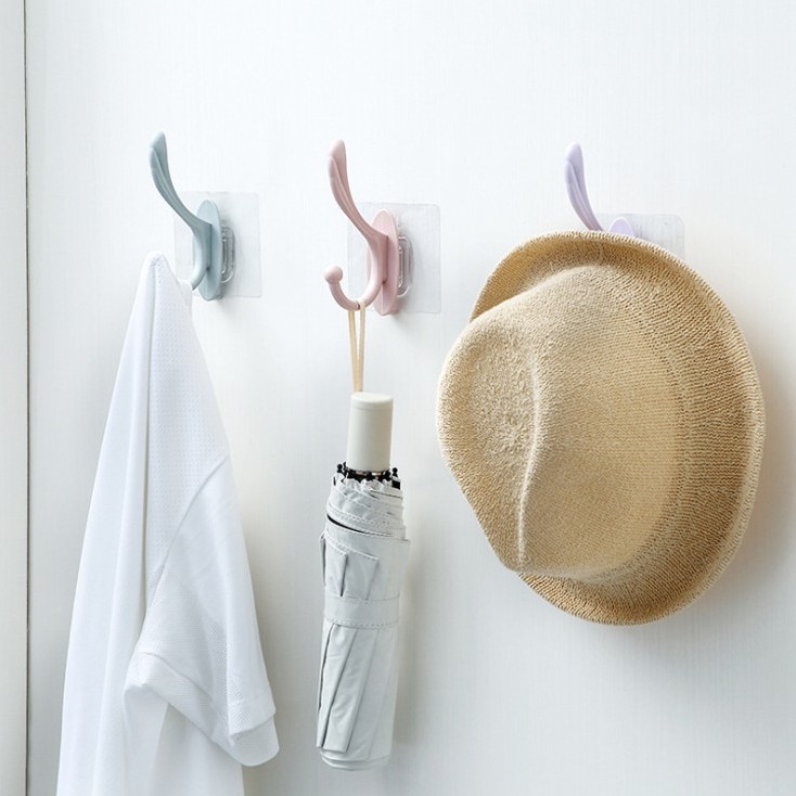Móc treo đồ dán tường 2 chấu cong tiện dụng (SP005349)