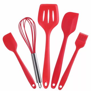 Bộ 5 chổi phới spatula silicon đỏ