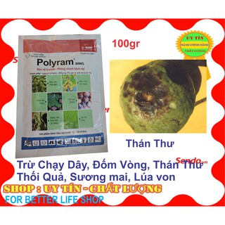 Trừ Thán Thư, Thối quả, Sương Mai, Đốm vòng, Chạy dây Polyram 80WP gói 100gr