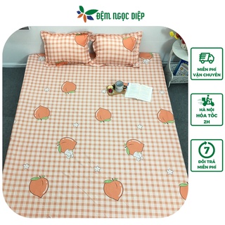 Drap giường vỏ gối SUMOI chất poly cotton bọc nệm m2 m6 m8 hoặc 2m2 mẫu quả đào hồng
