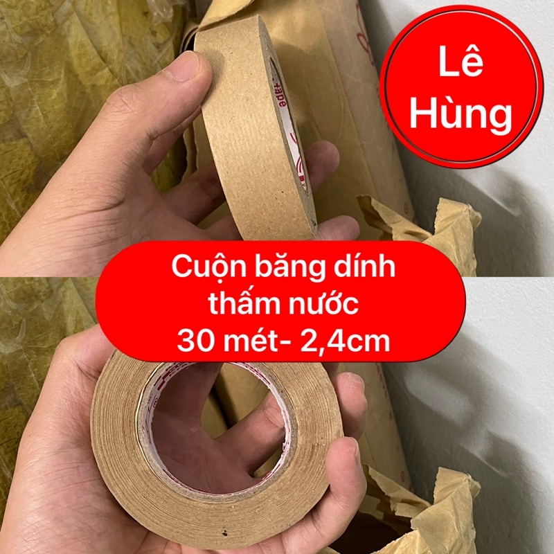cuộn băng dính thấm nước,loại 2,4cm- 30 mét, băng dính nâu