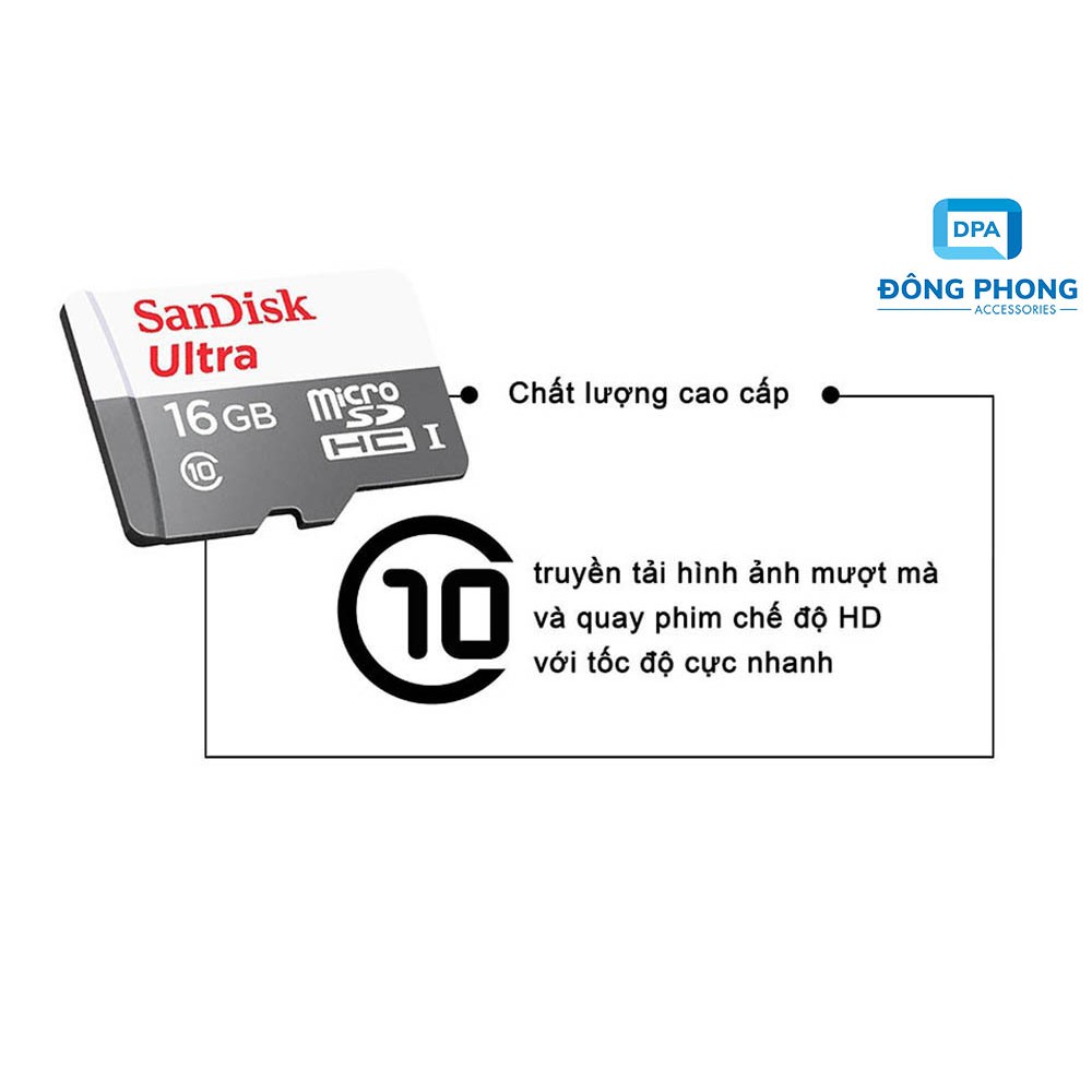 Thẻ Nhớ Micro SD 16GB Sandisk 80mb/s Chính Hãng Bảo Hành 5 Năm