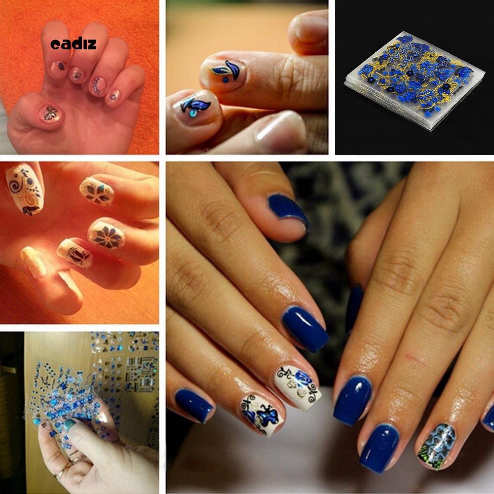 [Hàng mới về] Set 24 tờ miếng dán trang trí móng hình hoa/lá/bướm 3D