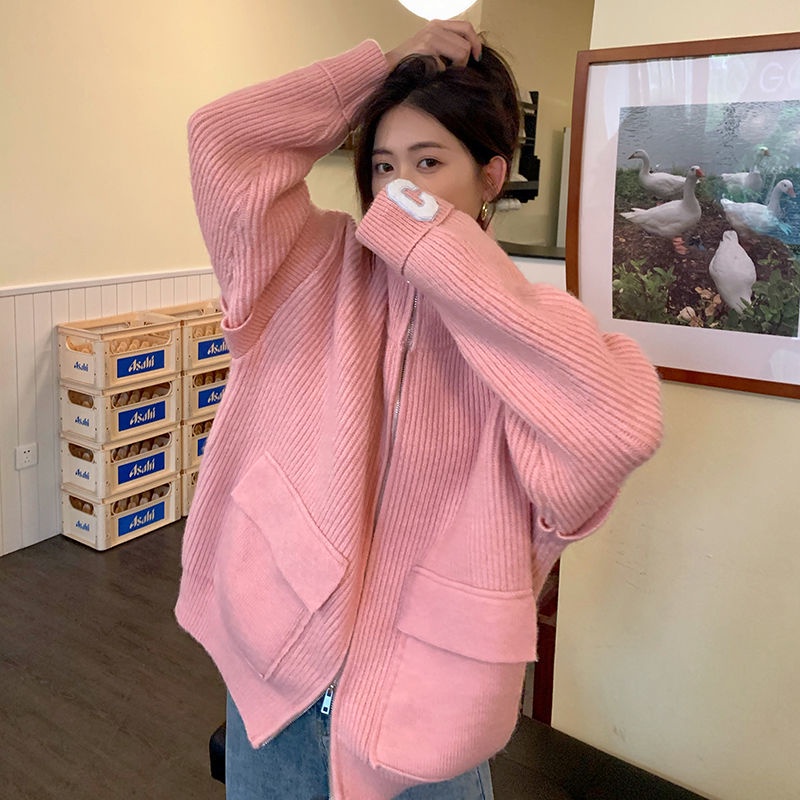 Áo Sweater Dáng Rộng Phối Khóa Kéo Thiết Kế Mới Thời Trang Theo Phong Cách Hàn