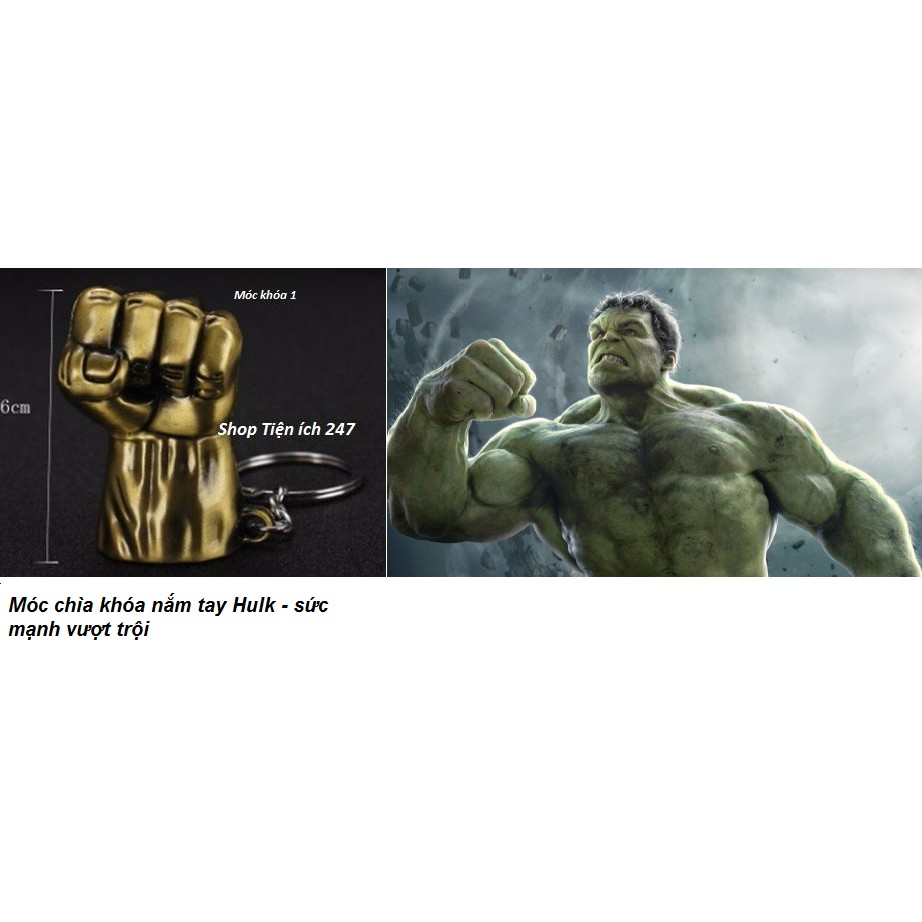 Móc khóa nắm đấm Hulk mạnh mẽ-móc chìa khóa siêu anh hùng Avenger