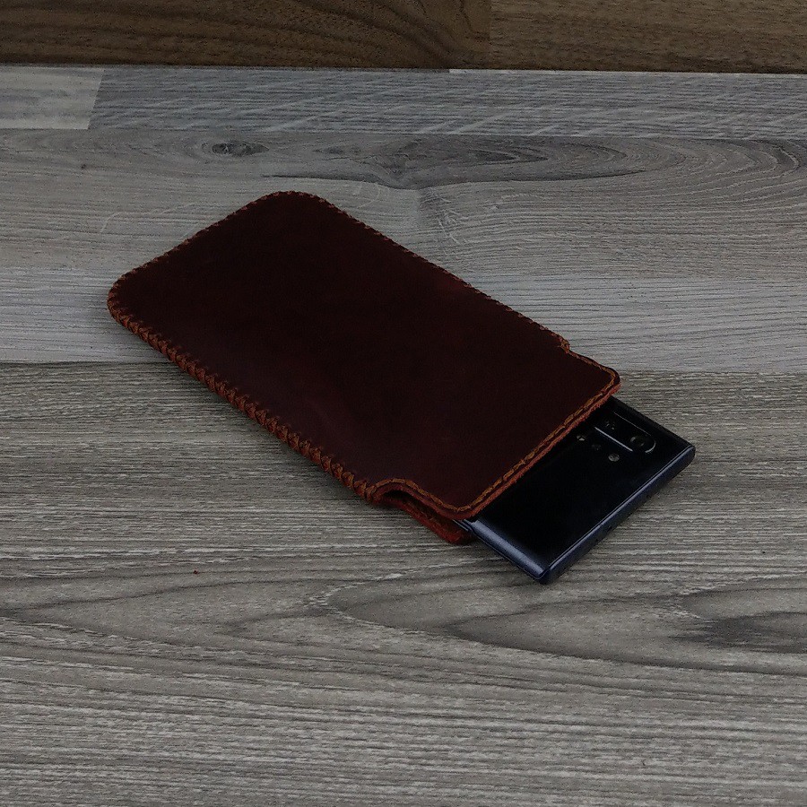 [Mã ELFLASH5 giảm 20K đơn 50K] Bao Da Túi Rút Samsung Galaxy Note 10 plus Da Bò Sáp Màu Nâu Đỏ | BigBuy360 - bigbuy360.vn