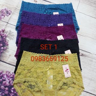 Set 5 quần lót ren cạp cao hàng cao cấp có video