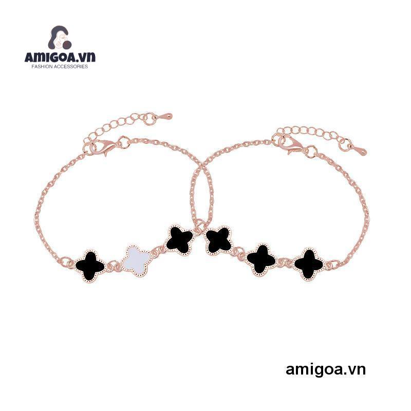 ✨✨Vòng tay kim loại phối mặt hình cỏ bốn lá thời trang Hàn Quốc xinh xắn