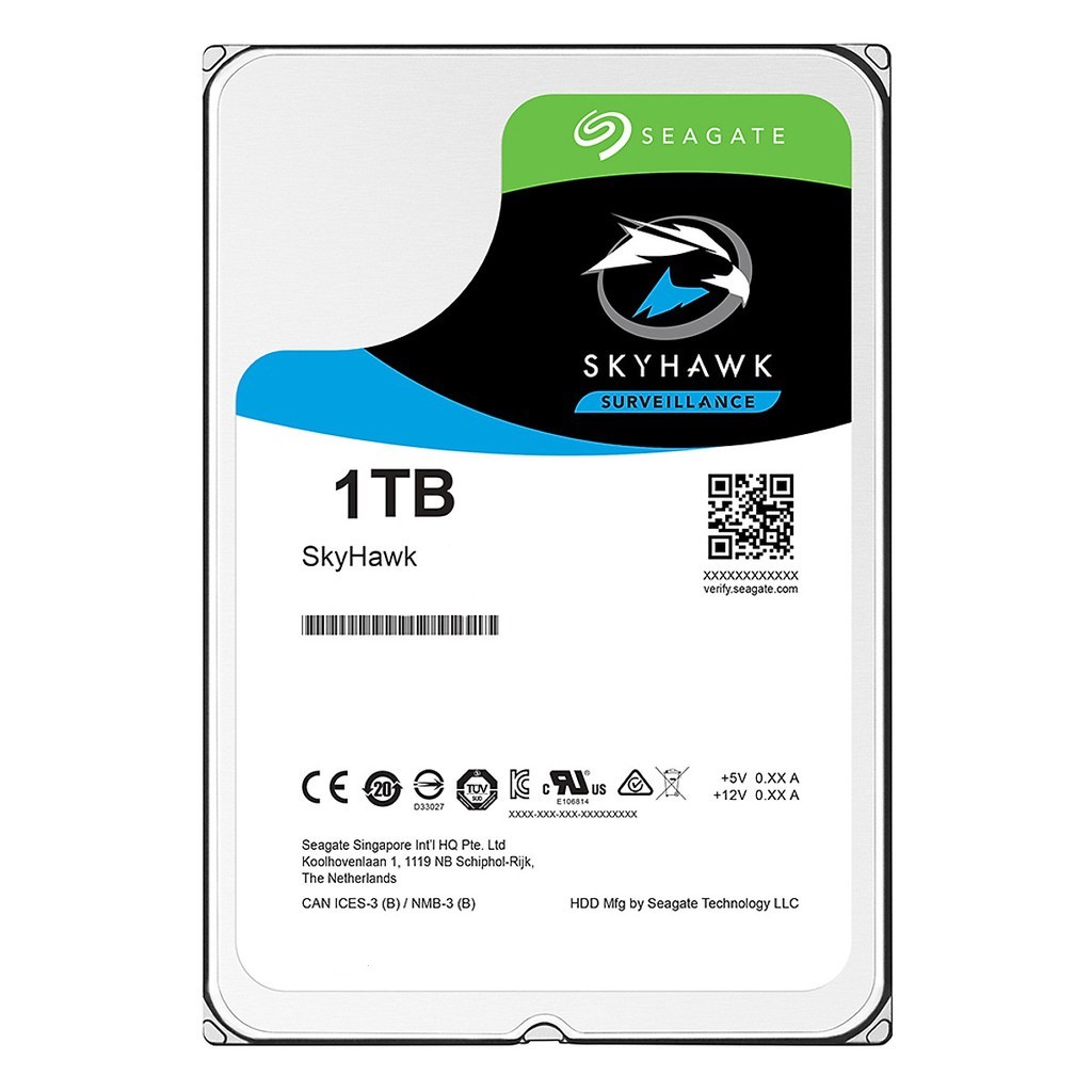 [Mã ELRE150 giảm 8% đơn 250K] Ổ Cứng HDD Seagate SkyHawk 1TB 3.5&quot; SATA 5900RPM ST1000VX005 - Hàng Chính Hãng