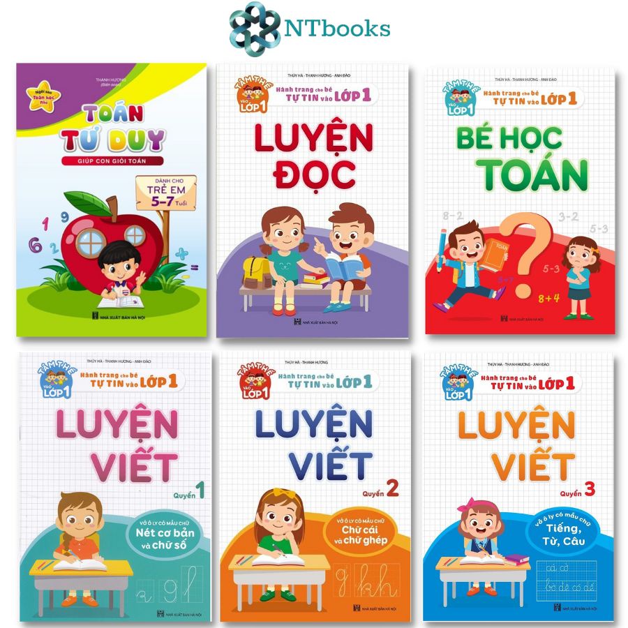 Combo 6 cuốn sách Toán tư duy 5-7 tuổi - Luyện đọc - Bé học toán - Luyện viết 1,2,3