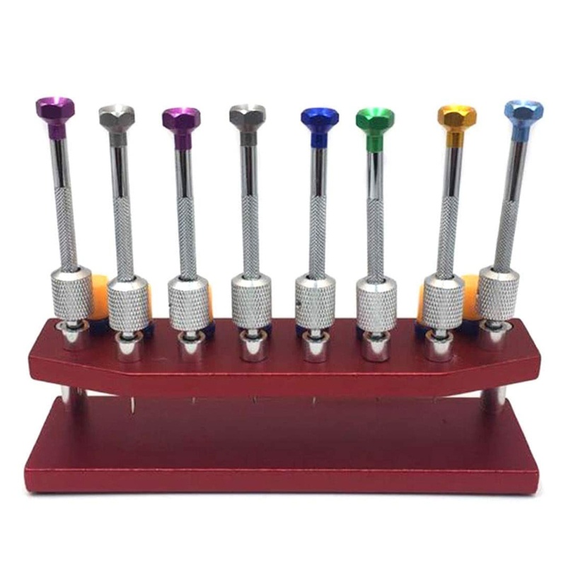 Bộ Tua Vít 8 Món Sửa Chữa Đồng Hồ Với Giá Đỡ Kim Loại Màu Đỏ