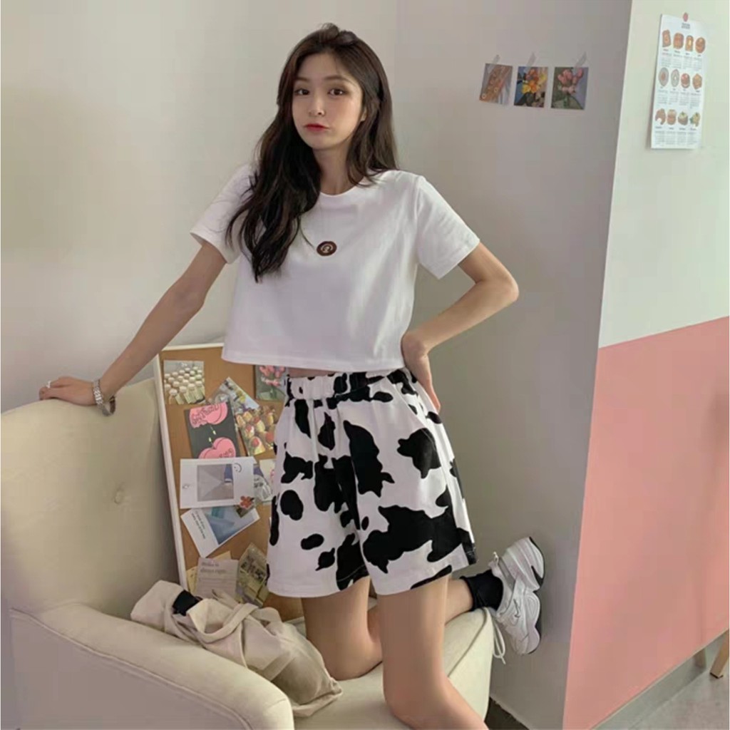 Quần Short DAIRY COWS Màu Bò Sữa Ulzzang Unisex