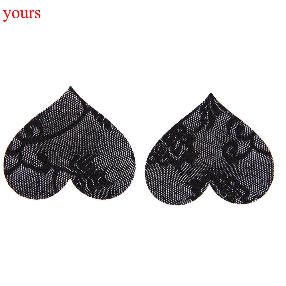 Miếng dán ngực bằng ren hình trái tim màu đen cho nữ