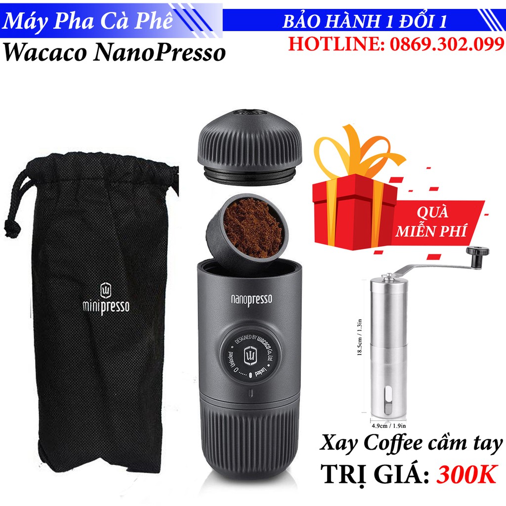 [Mã 44ELSALE2 giảm 7% đơn 300K] Máy pha cà phê Espresso cầm tay cao cấp Wacaco NanoPresso Tặng Máy xay cà phê cầm tay