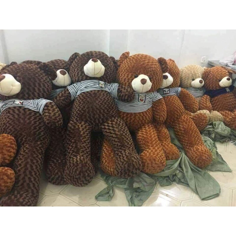 Gấu Bông To Teddy - Thú Nhồi Bông Khổng Lồ Lông Xù, Gối Ôm Vải Nhung Co Dãn 4 Chiều