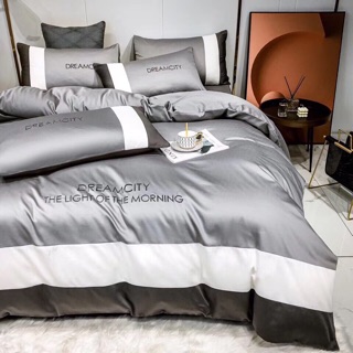 Set Chăn ga lụa thêu Dream city 4 món độc đáo
