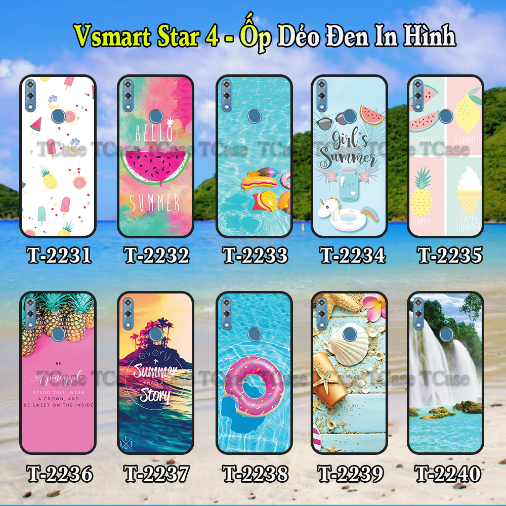 [Mã ELORDER5 giảm 10K đơn 20K] Ốp lưng Vsmart Star 4 dẻo đen in hình Hello Summer (mùa hè sôi động)