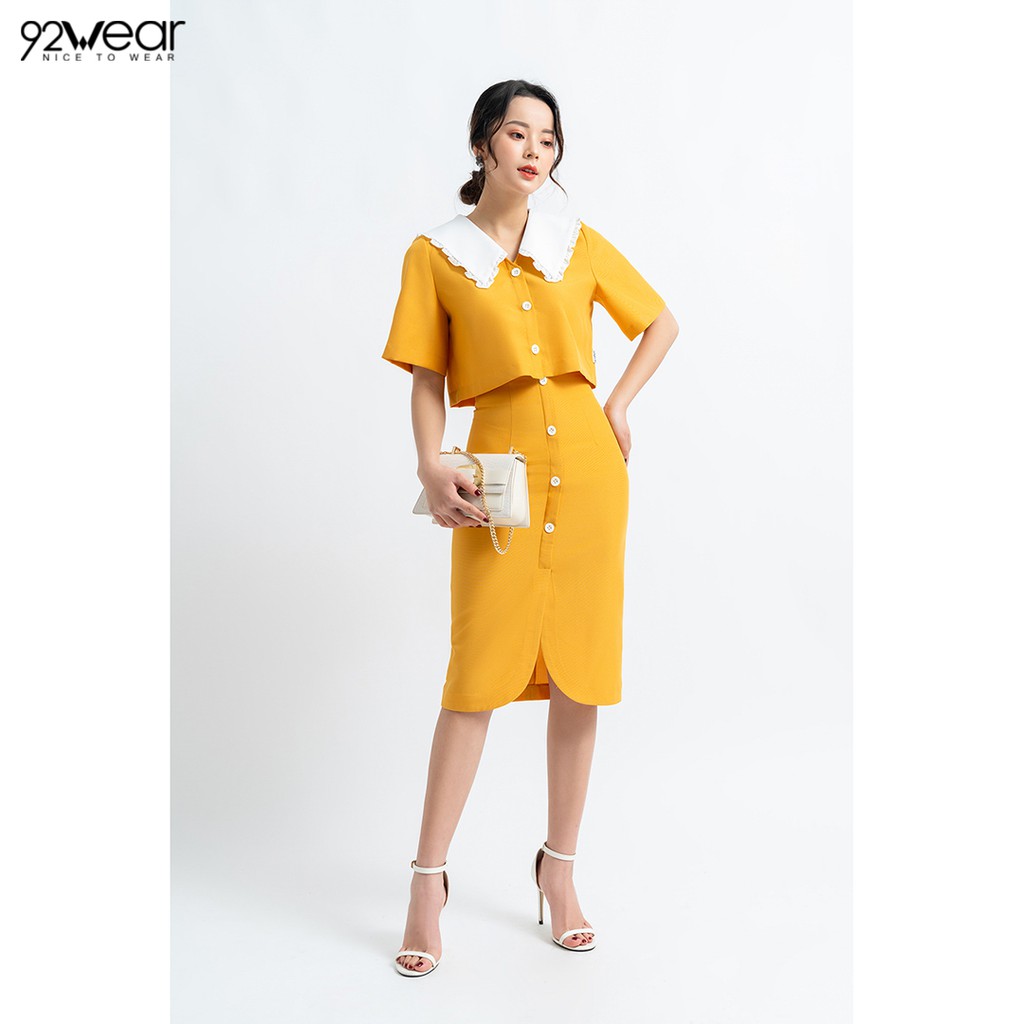 Áo croptop nữ phối cổ viền trắng ASW0692 - 92WEAR