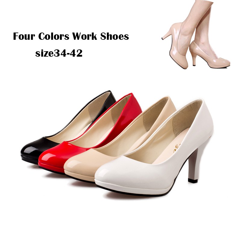 Giày cao gót nữ chất liệu da PU màu trơn