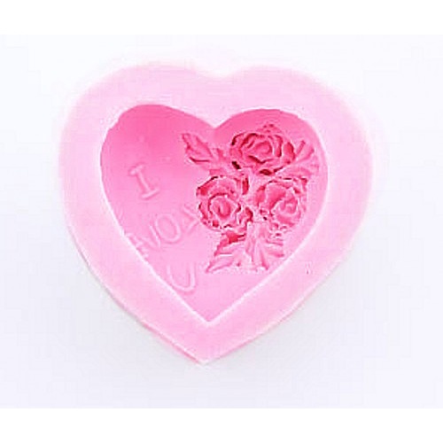 Khuôn silicon làm bánh sô cô la hình hoa trái tim 3d