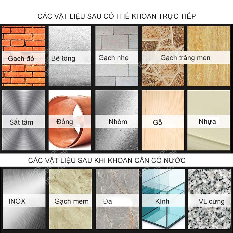 Mũi khoan gạch men, đá, bê tông, kính, nhôm, tấm sắt, gỗ đa năng