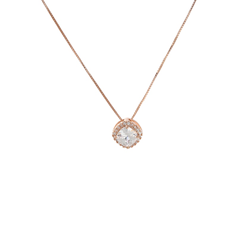 Dây chuyền JIUDUOLAN bằng thép titan màu vàng hồng đính đá zircon giả không phai màu thời trang cho nữ
