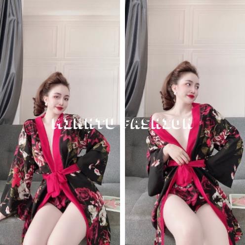 Áo Choàng Ngủ Voan Xuyên Thấu, Áo Choàng Ngủ Kimono Kèm Quần Gợi Cảm Quyến Rủ Cho Nữ. | BigBuy360 - bigbuy360.vn