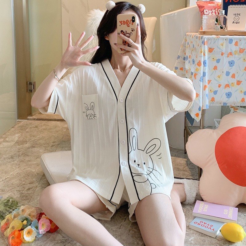 Bộ ngủ nữ , Đồ bộ piyama đẹp thời trang chất đũi xốp mềm mịn thoáng mát mặc ở nhà 4 mùa BNN004