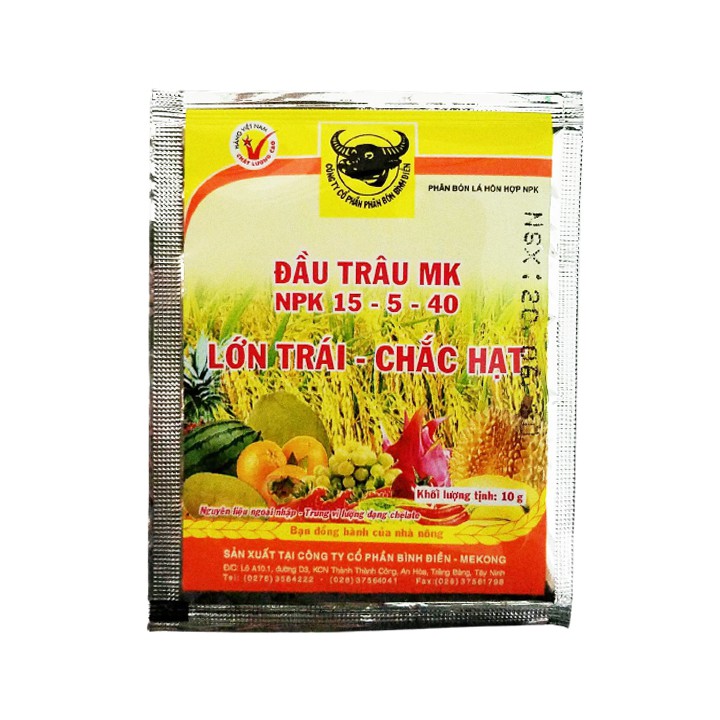 Phân bón chống rụng trái, trái to, lớn nhanh Đầu Trâu 15-5-40 gói 10g