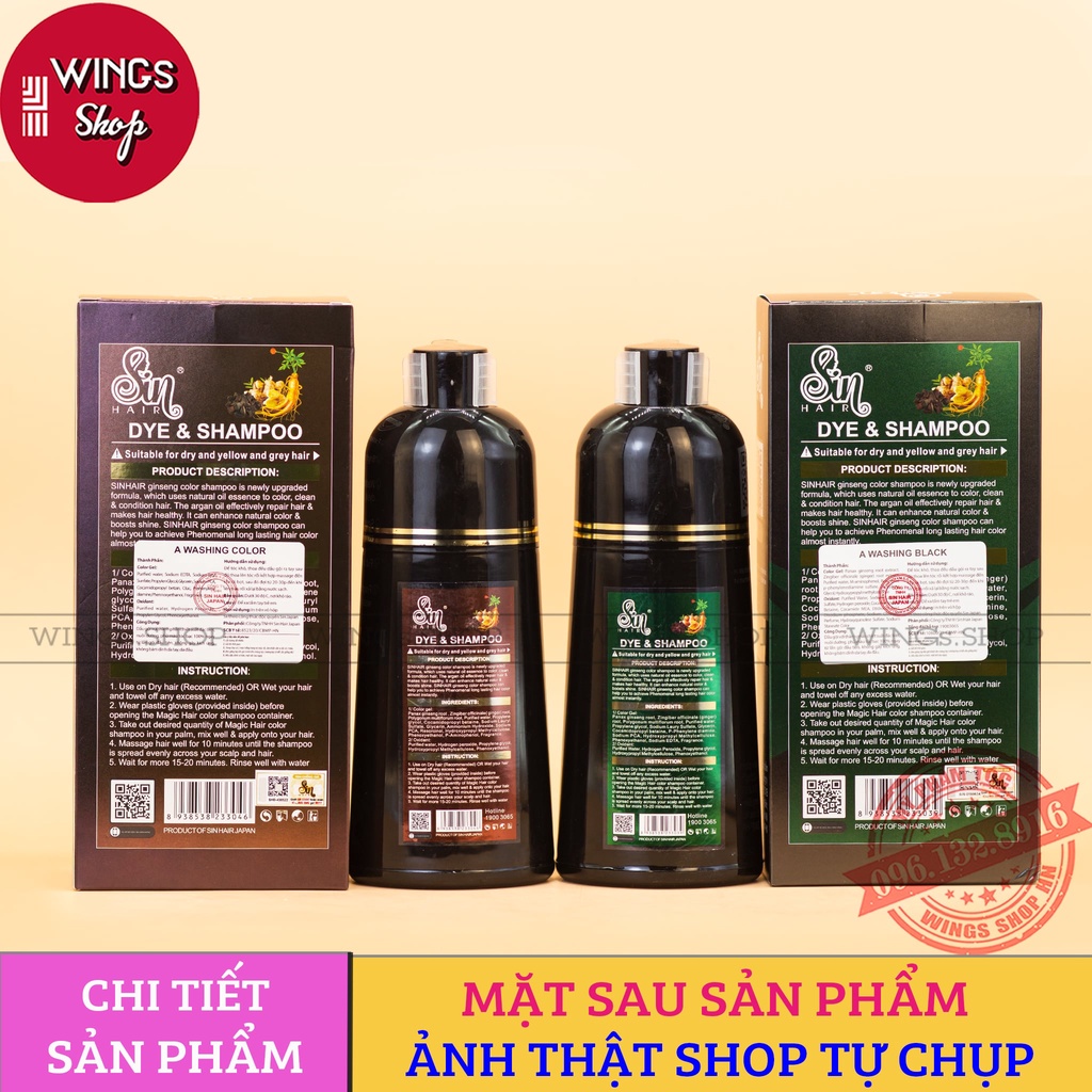 Dầu gội nhuộm tóc, Dầu gội phủ bạc Sin Hair Nhật Bản | Phủ tóc đen, phủ tóc nâu đều màu tự nhiên Wings Shop