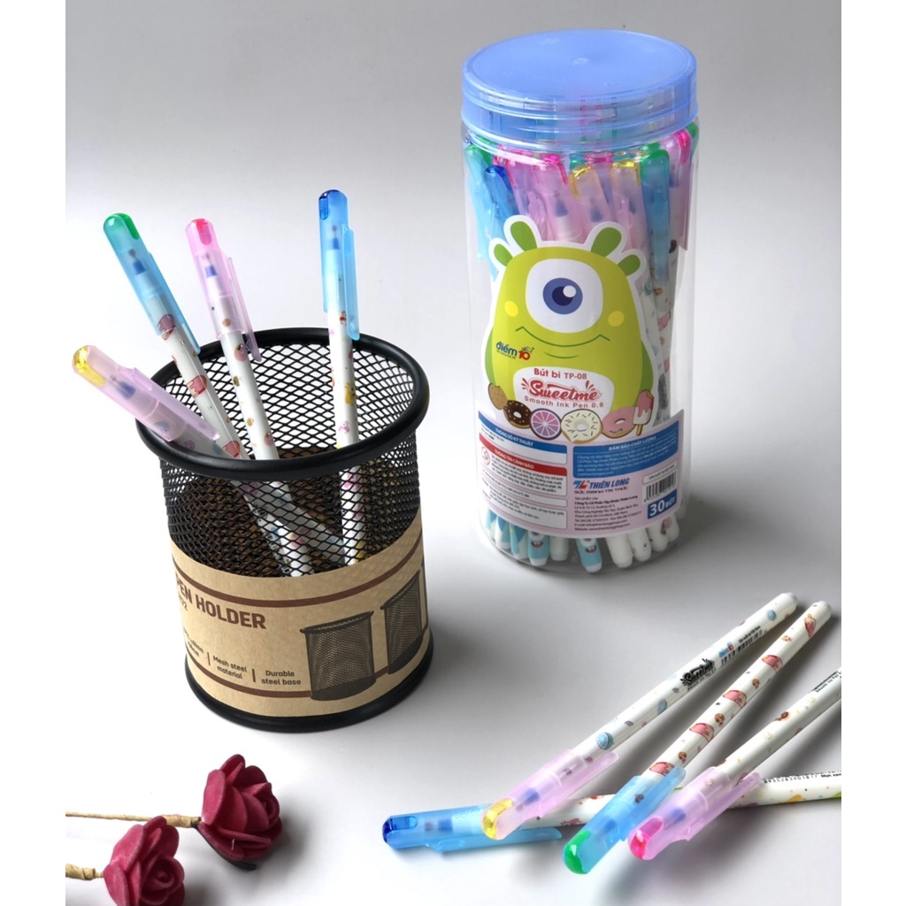 Bút bi điểm 10 Sweetime ngòi 0.6 - mực xanh/đen TP08 - vpp Diệp Lạc
