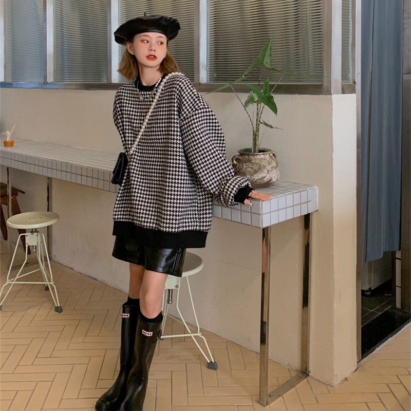 Áo nỉ dài tay họa tiết Hormones Houndstooth phong cách Hàn Quốc thời trang | BigBuy360 - bigbuy360.vn