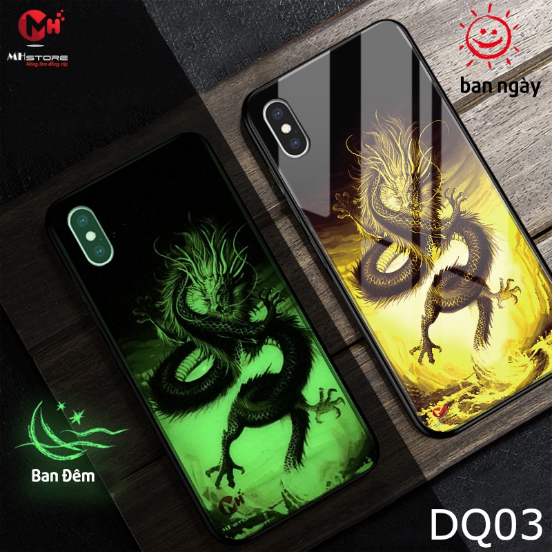 Ốp lưng kính dạ quang Hình rồng dành cho  Iphone - DQ03