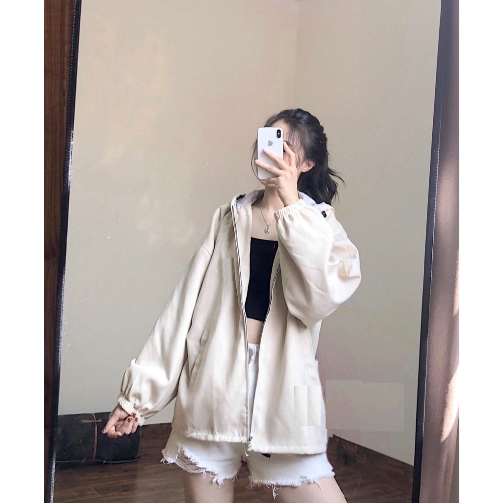 Áo Khoác Nỉ Khóa Zip Tròn Icon Bò - Áo jacket khoác ngoài có mũ, thiết kế form rộng dáng suông, kiểu dáng trẻ trung