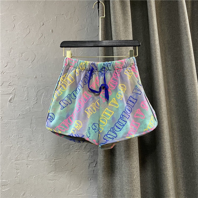 Jiashucheng Quần Short Chữ A Ống Rộng In Chữ Nhiều Màu Sắc Phong Cách Hong Kong Thời Trang Mùa Hè Mới Cho Nữ