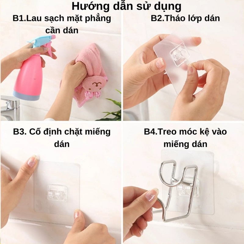 Móc Inox Dán Tường Treo Thau Chậu Đồ Dùng Gia Đình Đa Năng Chịu Lực Tốt ( Hàng Loại 1)