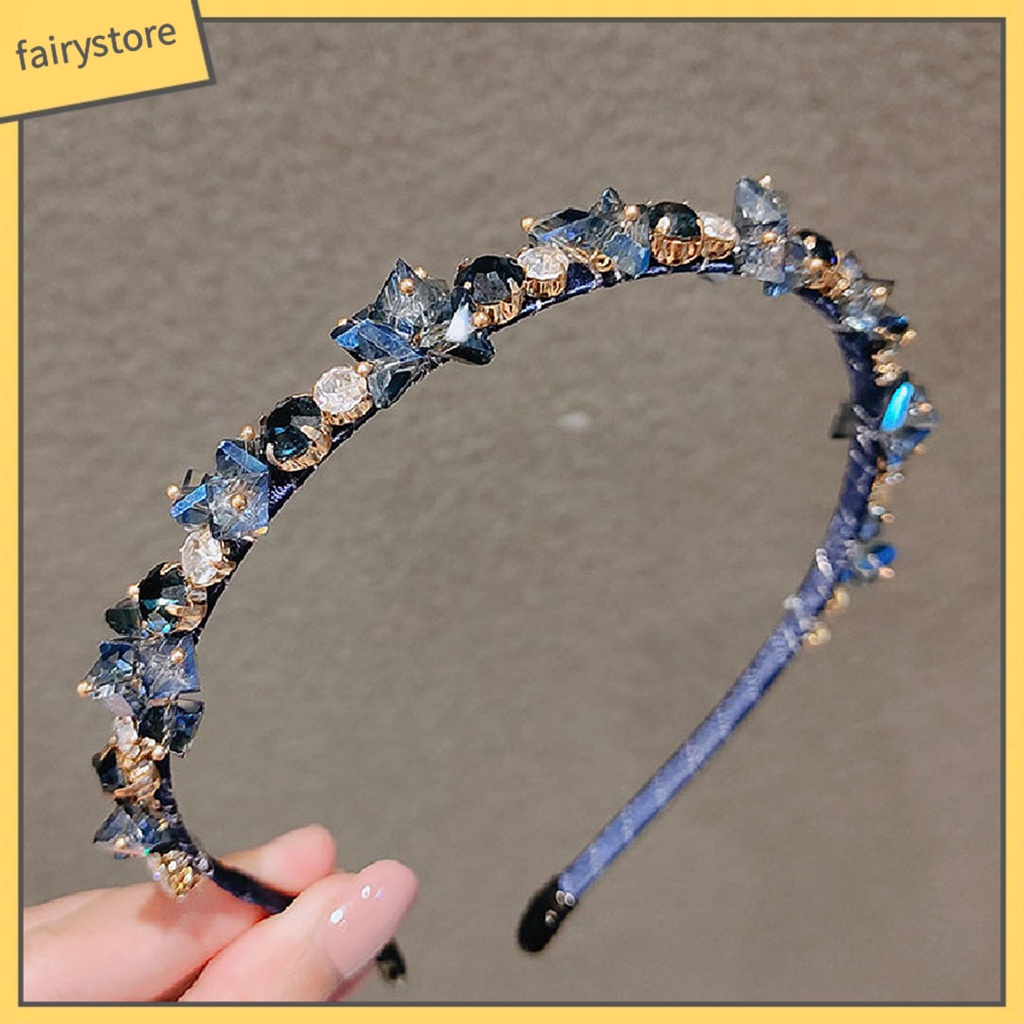 Băng Đô Cài Tóc Đính Pha Lê Giả Lấp Lánh Nhiều Màu Sắc Chống Trượt Có Thể Tái Sử Dụng