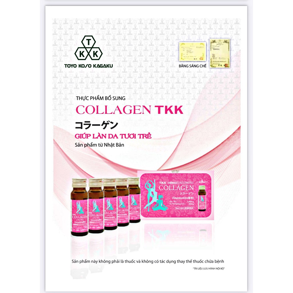 HỘP 10 Chai Nước Uống TKK Collagen 5000mg Glucosamine 300mg Tặng 30 Mặt Nạ The Stem Cell Face