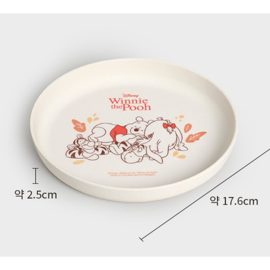 DAISO Đĩa Gỗ Hình Gấu Pooh 17cm Phong Cách Hàn Quốc