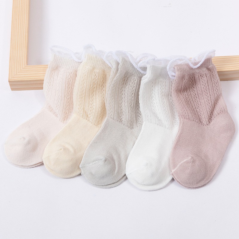 5 Pairs 0-5Yrs Newborn Baby Soft Cotton Socks for Girl Boy Solid Color Kids Sock