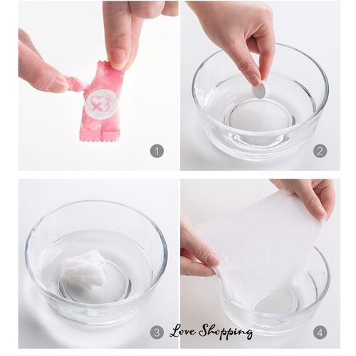 30 gói khăn giấy ướt dạng viên nén tiện dụng khi đi du lịch.