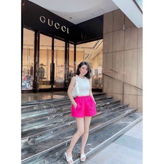 Quần Đùi Nữ Dáng Ống Rộng Chất Phi Lụa Trơn Basic
