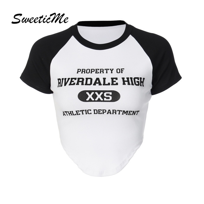 Áo Thun Mỏng Tay Ngắn Màu Sắc Tương Phản Thời Trang Dành Cho Nữ