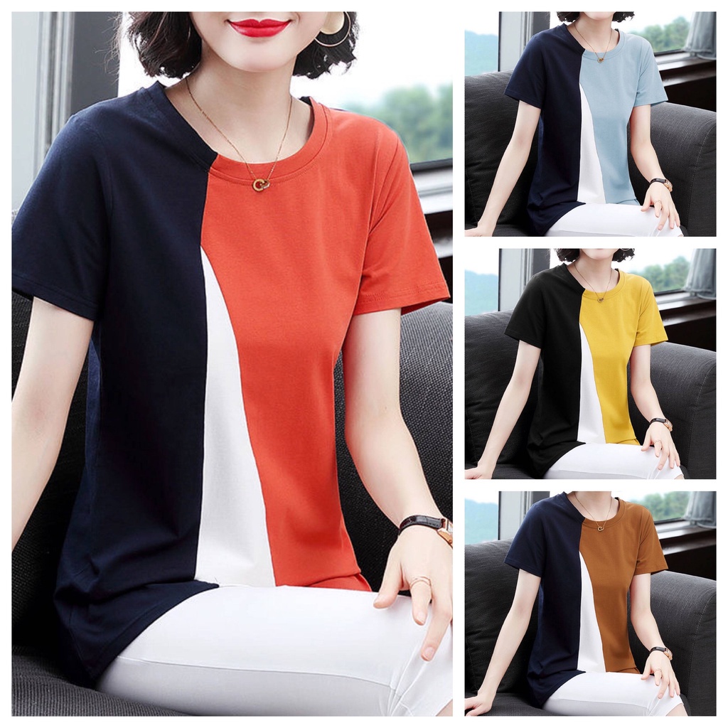 Áo Thun Tay Ngắn Dáng Rộng Thời Trang Cho Phụ Nữ Trung Niên