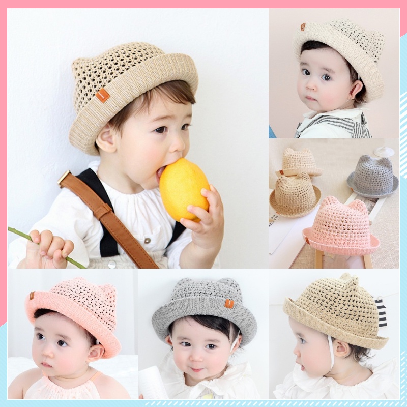 Mũ vành tròn họa tiết tai gấu dễ thương cho bé