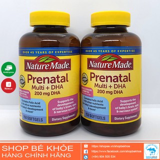Vitamin bà bầu Prenatal + DHA 200mg Nature Made 150v: Mỹ