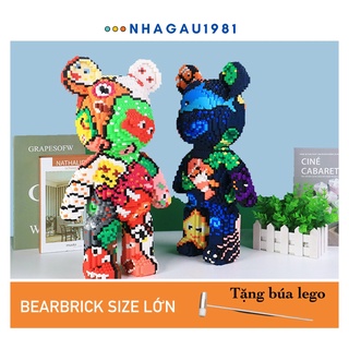 Đồ chơi lắp ráp mô hình bearbrick lớn 45cm 50cm tặng đèn led tặng búa inox lắp ráp shop nhagau1981